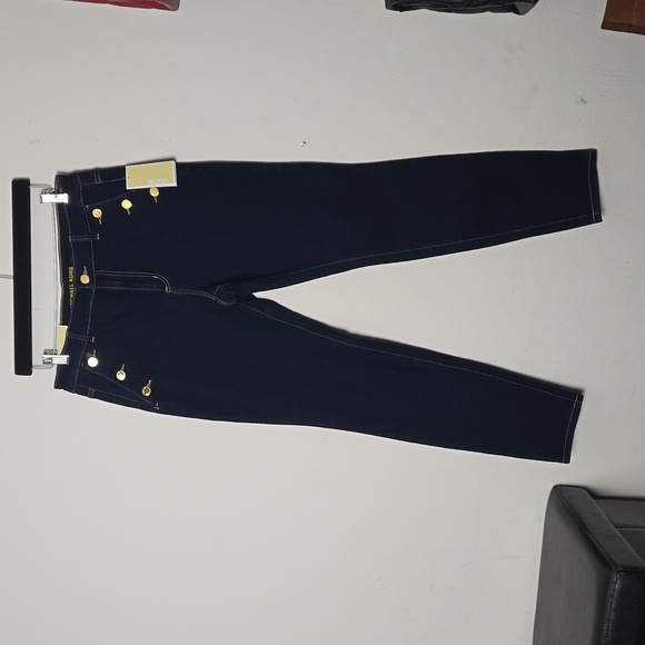 NWT MICHAEL Michael Kors Gold Buttons Sailor Blue Jeans Size 8 - Picture 2 of 10